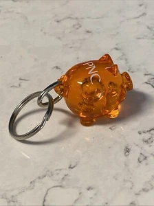 Vintage PNC Bank orange Acryl Kunststoff Sparschwein Werbegeschenk Schlüsselanhänger Ring - Bild 1 von 5