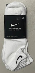 NIKE EVERDAY COTTON CUSHIONED LOW WHITE SOCKS MENS 12-15 WHITE - Picture 1 of 4