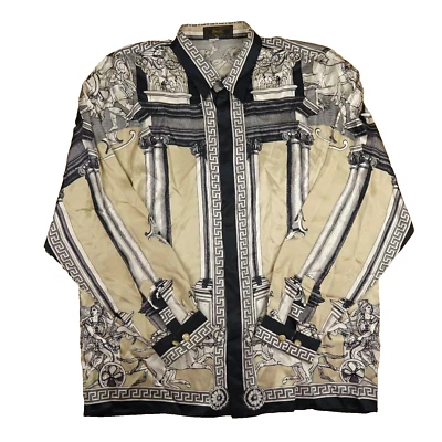 Camisa de seda Monzini vintage grande para hombre arte greco-romano para usar arquitectura italiana Foto 1 de 4