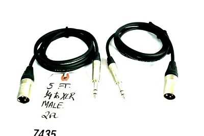 NEUTRIK 5FT ¼ TO XLR MALE ¼ TO 3 PIN XLR CABLE #7435 (LOT OF 2) - Image 1 of 4