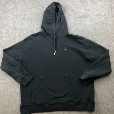 Tommy Hilfiger Sudadera con Capucha Mujer Pequeña Negra Logo Bandera Pullover Sudadera con Capucha Foto 1 de 4