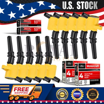 10 Ignition Coils & Platinum Spark Plugs for Ford E350 E450 F350 DG508 6.8L V10 Foto 1 de 4