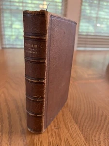 The Holy Bible References Vtg Brown Leather 1865 Antique Eyre & Spottiswoode - Picture 1 of 8