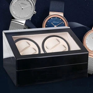 4+6 relojes de lujo madera movimiento de relojes Watch Winder relojes automáticos Watch Box negro - Imagen 1 de 10