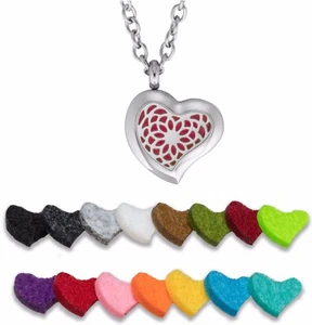 Essential Oil Diffuser Necklace Stainless Steel Aromatherapy Sunflower (Heart) - Picture 1 of 2