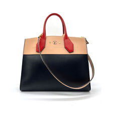 Auth LOUIS VUITTON City Steamer MM Handbag Shoulder Bag Black/Beige/Red - z0272