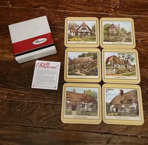 Pimpernel Coasters English Cottages Cork Backed Set Of 6 Made In England 4"X4" - Picture 1 of 4