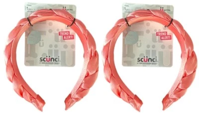 Lot of 2 Scunci Real Style Trend Alert! Satin Braided Headband - Shiny Pink - Image 1 of 4