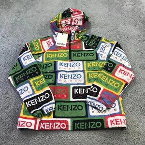 KENZO Jacket Womens Large Quarter Zip Anorak Packable Windbreaker Hoodie Green - Picture 1 of 10