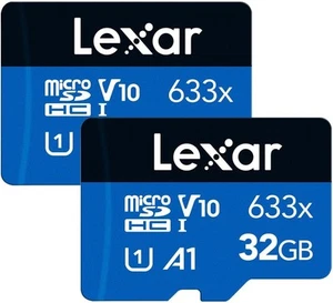 Lexar 32GB (2-Pack) High-Performance 633x micro SD Card w/ 32GB, Black - Zdjęcie 1 z 6