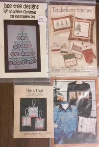 4 Home for Christmas Stitcheries, Bee tree advent, Merry MInis, Primitive - Picture 1 of 1