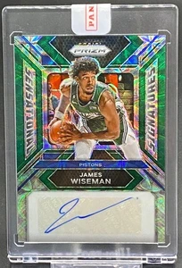 2023-24 PANINI PRIZM GREEN SENSATIONAL SIGNATURES JAMES WISEMAN PISTONS #ED 4/8 - Picture 1 of 2