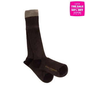 DOLCE & GABBANA Kids Ribbed Calf Socks Size -M / 6-8Y Thin Knit Made in Italy - Picture 1 of 5
