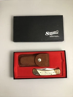 Schrade SC507 Limited Edition Folding Knife Covered Wagon Scrimshaw Sheath New! - Image 1 of 4