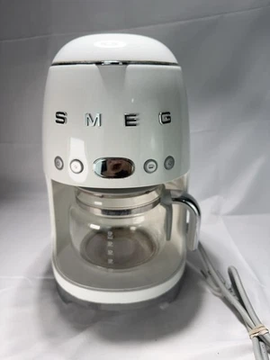 SMEG 50s Retro Style Drip Coffee Maker White 10-Cup Glass Carafe Brewer Electric - Image 1 of 4