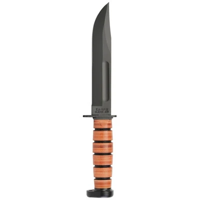 KA-BAR 7" Straight Edge Fixed Blade Dog's Head Utility Knife w/ Sheath - Brown - Image 1 of 2