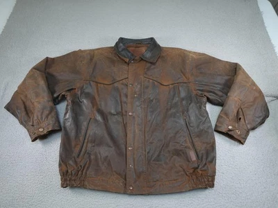 Outback Trading Company Bomber Jacket Mens XL Brown Oilskin Blanket Lined Waxed - Image 1 of 4