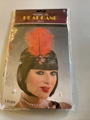 Roaring 20's Flapper Feather  Sequin Headpiece Headband Adult Halloween Bandeau - Image 1 of 3