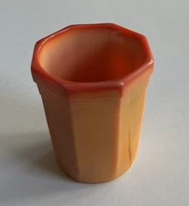 AKRO ACHAT KINDER ORANGE SCHLACKE TUMBLER TEESERVICE ACHTECKIG 1930er 2" TOLLE FARBE - Bild 1 von 11