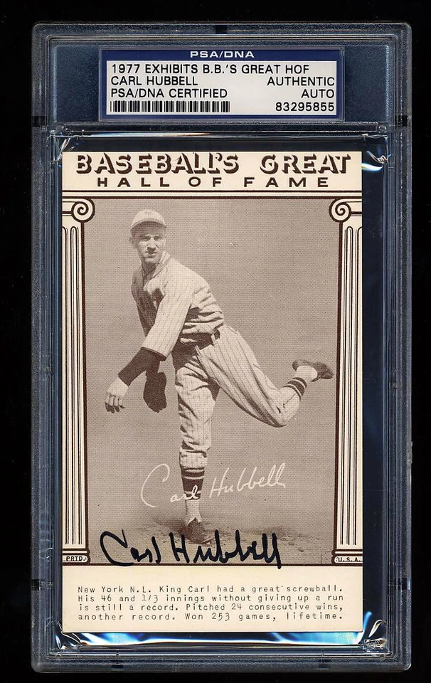 CARL HUBBELL SIGNED EXHIBITS BASEBALL'S GREAT HALL OF FAME PSA/DNA AUTOGRAPHED - Image 1 of 1