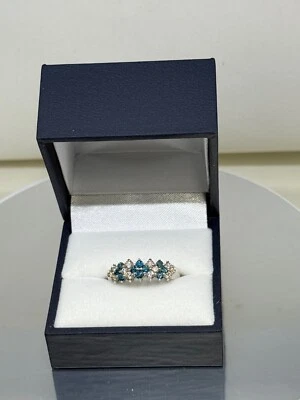 14k White Gold KRN Diamond and Blue Diamond band - Image 1 of 4