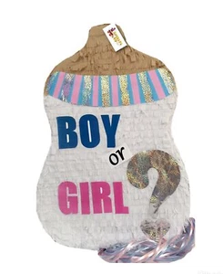 Junge oder Mädchen Baby Flasche Gender Reveal Pinata Zugschnüre Stil - Bild 1 von 1