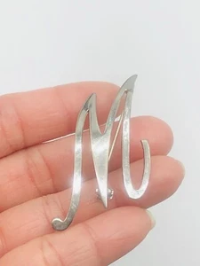 Vtg Beautiful NEMO 925 Sterling Silver ID Initial “M” Pin Brooch - Picture 1 of 10