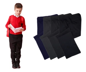 SCHOOL TROUSERS BOYS age 2-16 EX-High Street UNIFORM Adj Waist Blue Black Grey - Picture 1 of 7