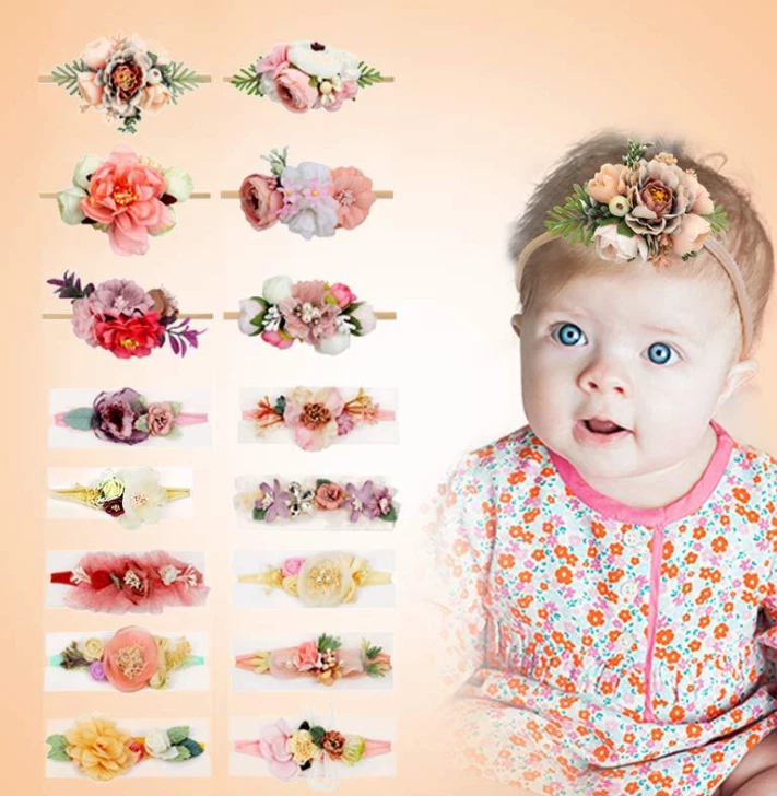 CAVETEE 6-Pack Baby Girl Bow Headbands - Soft Elastic Hair Bands For Toddlers & Newborns In Assorted Colors