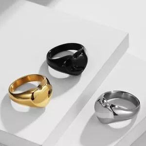 Romantischer Ring Edelstahl Liebe Herz Versprechen Statement Cocktail Party Liebhaber - Bild 1 von 25