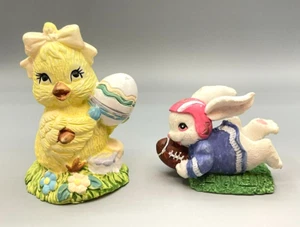 Easter Bunny & Easter Chick Resin Figurine Lot - 2 Total - Picture 1 of 8