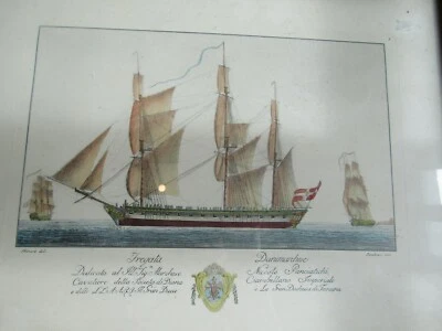 bateau gravure marine NAVE DANIMARCHESE. Fregata. FERDINANDO FAMBRINI incidit  - Photo 1/4