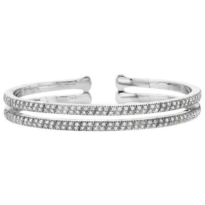 935 Silver Features 1.78CT Clear Simulated Sapphires Double Loop Style Bracelets - Image 1 of 2