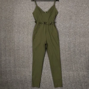 Windsor Paper Bag Jumpsuit Womens L Olive Green Straight To Business V-Neck - Picture 1 of 15