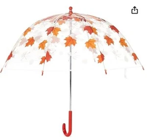 Kids Clear Round Bubble Umbrella, 26.5 inches, Maple Leaf - Picture 1 of 1