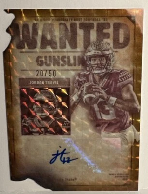 Jordan Travis 2023 Bowman U Best Auto 20/50 Rookie Gold Refractor  Gunslinger - Image 1 of 2