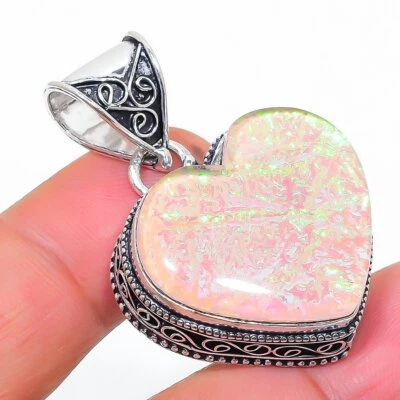 Colgante de colección de piedras preciosas de ópalo triplete australiano hecho a mano joyería de corazón 1,80" Foto 1 de 4