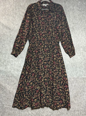 Vestido Vintage Mujer Grande Negro Geométrico Maxi Cápsula Casa Retro EE. UU. Foto 1 de 4