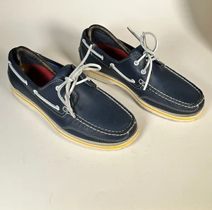 MENS ROCKPORT WASHABLE LEATHER DECK BOAT SHOES Dark Blue 8M ACTIVE - Picture 1 of 16