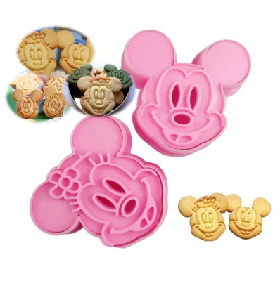 Mickey Cookie Cutter Minnie Mouse Shape Mold Cookie Stamp Set for Baking - Image 1 of 4