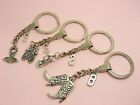 Alphabet LETTER Initial A-Z KEY Chain RING w/CHARM ~Skirt/ SHOES/ Boots/ HAND...