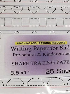 Writing Paper for Kids - SHAPE TRACING PAPER - 11X 8.5 in, 20 lb, 25 sheets - Picture 1 of 5