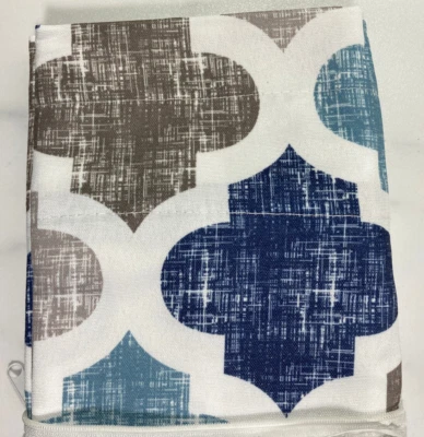 Geometric Valance Window Curtain 56X15 Inches Blue Brown - Image 1 of 4