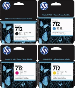 HP 4x Original Patronen 712 DesignJet Studio T650 T630 T250 T230 Studio Steel - Afbeelding 1 van 9