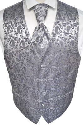Hochzeitsweste mit Plastron, Einstecktuch und Krawatte Grau, Nr.13.5 Gr. 44-114 - Image 1 of 4