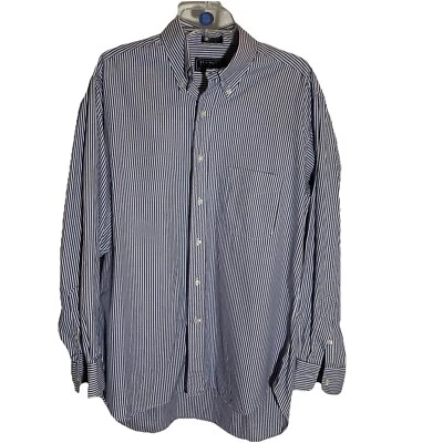 Men’s Dress Shirt Howard Powell 16 X 34 Blue Striped Long Sleeve 2 Ply Pinpoint - Image 1 of 4