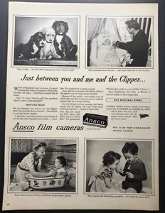 1944 Ansco Film Cameras Puppies Babies Bathtime Buy More War Bonds Print Ad - Picture 1 of 3
