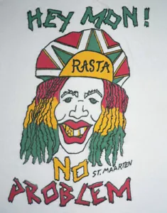 Vintage 80er 90er T SHIRT Gr.L RASTA RAGGAE CARIBBEAN JAMAICA ST MAARTEN SINGLE STITCH - Bild 1 von 3
