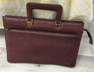 Straußenledertasche, burgundbraun 15,75 Zoll x 10,75 Zoll - Bild 1 von 3