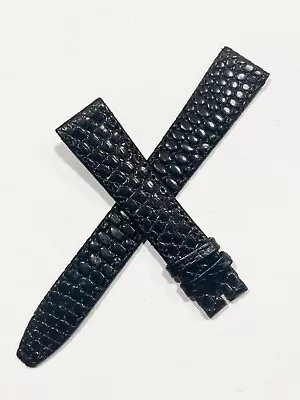 Bracelet De Montre Cuir Noir 17mm/18mm Lézard Véritable Vintage • 12.99€